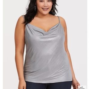 Torrid NWT Sz 4 SILVER METALLIC COWL CAMI